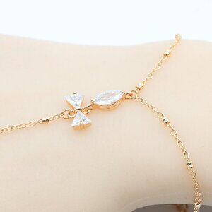 Elegant Rose Gold Bracelet with Bow Charm and Adjustable Chain, XPBL0605